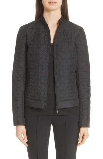 Women's Lafayette 148 New York Becks Quilted Moto Jacket - Black