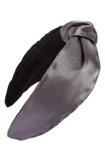 Cara Shiny Satin Knotted Head Wrap, Size - Grey