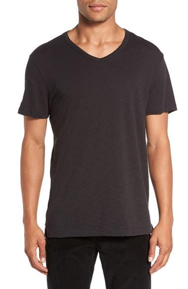 Men's Vince Slub V-neck T-shirt, Size - Black