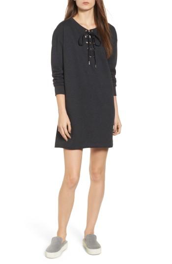 Women's Socialite Lace-up Sweatshirt Dress - Grey