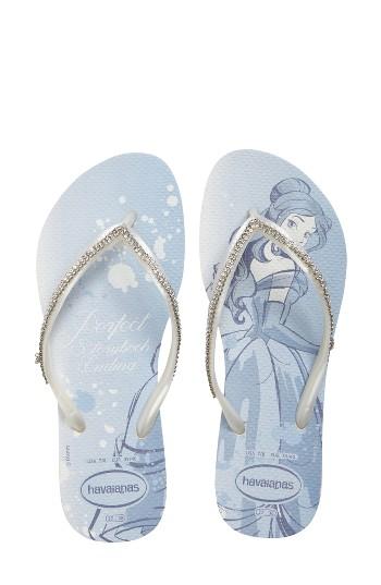 Women's Havaianas Slim Disney Princess Crystal Flip Flop /36 Br - White