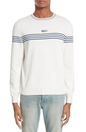Men's A.p.c. Logo Cotton & Cashmere Crewneck Sweater - White