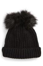 Women's Natasha Faux Fur Double Pom Beanie -