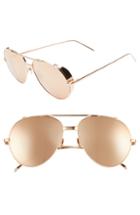 Women's Linda Farrow 58mm Aviator Sunglasses - Rose Gold/ Rose Gold
