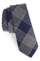 Men's Nordstrom Men's Shop Brockton Plaid Cotton Skinny Tie, Size - Blue
