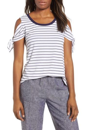 Women's Chaus Cold Shoulder Stripe Top - Blue