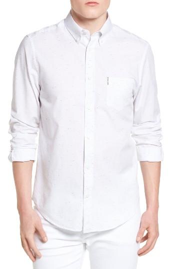 Men's Ben Sherman Mod Fit Nep Flecked Woven Shirt - White