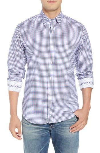 Men's Tailorbyrd Beck Regular Fit Windowpane Sport Shirt - Blue