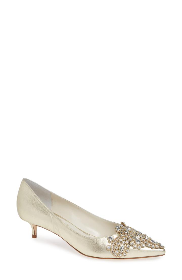 Women's Something Bleu Brinsley Embellished Pointy Toe Pump M - Metallic