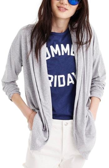 Women's J.crew Slub Cotton Blend Cardigan - Grey