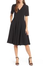 Women's Gal Meets Glam Collection Edith City Crepe Fit & Flare Dress (similar To 14w) - Black