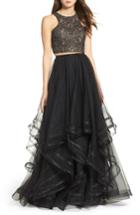 Women's La Femme Embellished Lace Two-piece Gown - Black
