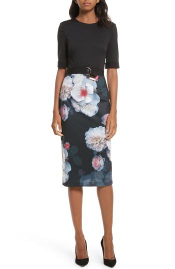 Women's Ted Baker London Maason Chelseas Floral Body-con Dress - Black
