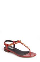Women's Balenciaga Studded T-strap Sandal Us / 35eu - Red