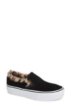 Women's Vans Classic Faux Fur Slip-on Platform Sneaker M - Black