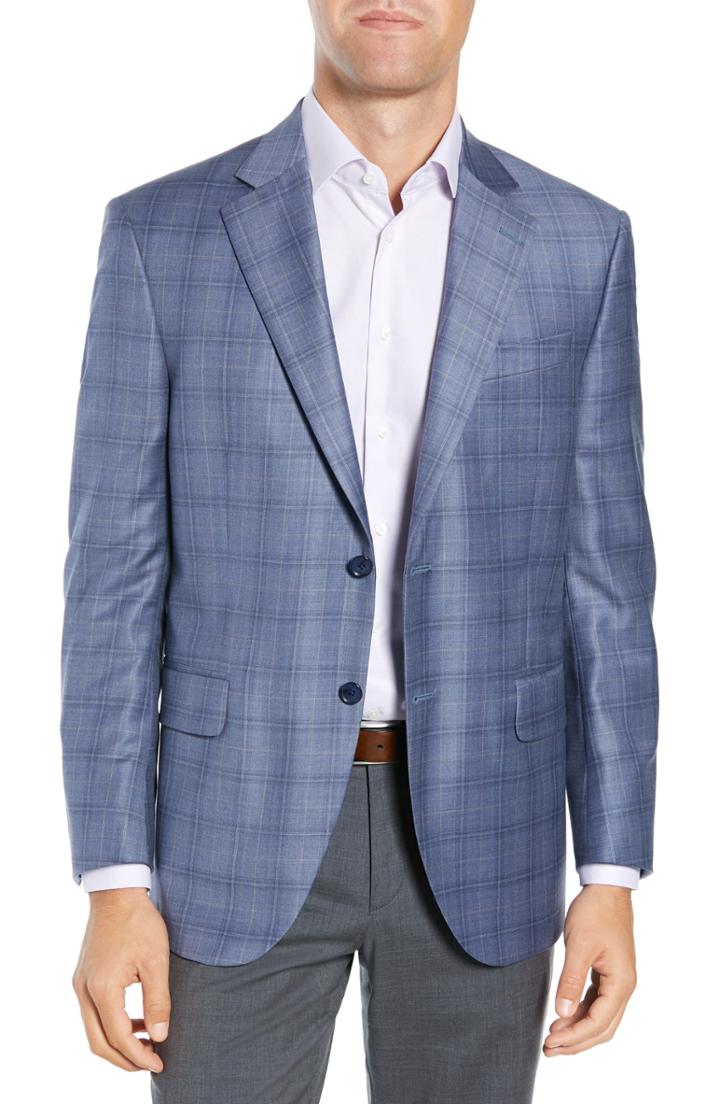 Men's Peter Millar Flynn Classic Fit Deco Plaid Wool Sport Coat R - Blue