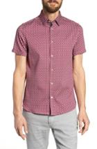 Men's Ted Baker London Furlaye Trim Fit Stretch Short Sleeve Sport Shirt - Pink