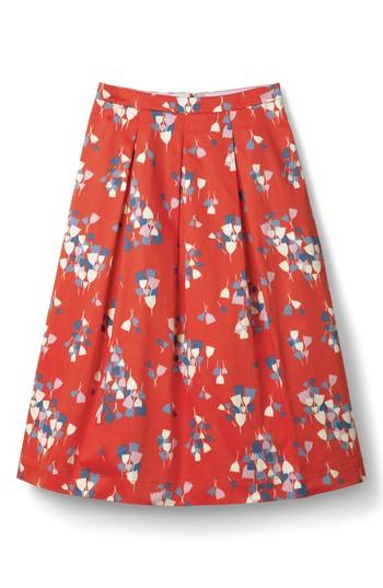 Women's Boden Lola Floral Flared Skirt - Red