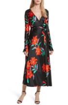 Women's Diane Von Furstenberg Floral Print Wrap Silk Dress - Black