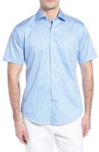 Men's Peter Millar Crown Ease Connecting The Dots Sport Shirt, Size - Blue