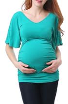 Women's Kimi And Kai Myah Ruched Maternity Top - Green