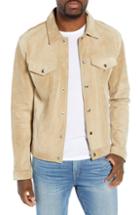 Men's Frame Slim Fit Leather Western Jacket - Beige