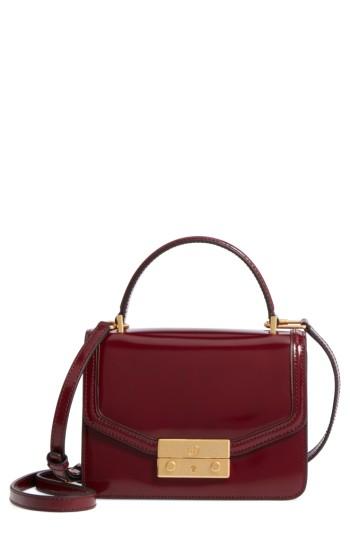 Tory Burch Mini Juliette Leather Top Handle Satchel - Burgundy