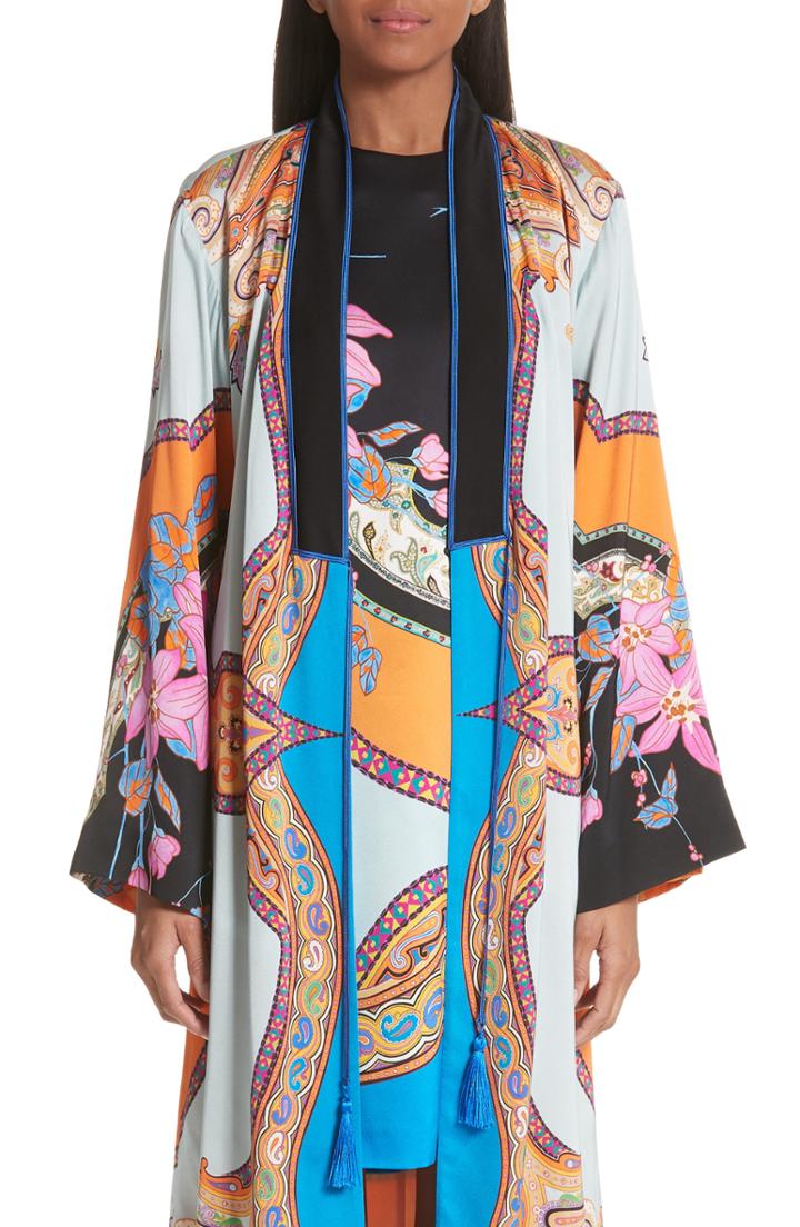 Women's Etro Pom Fringe Border Print Jacket