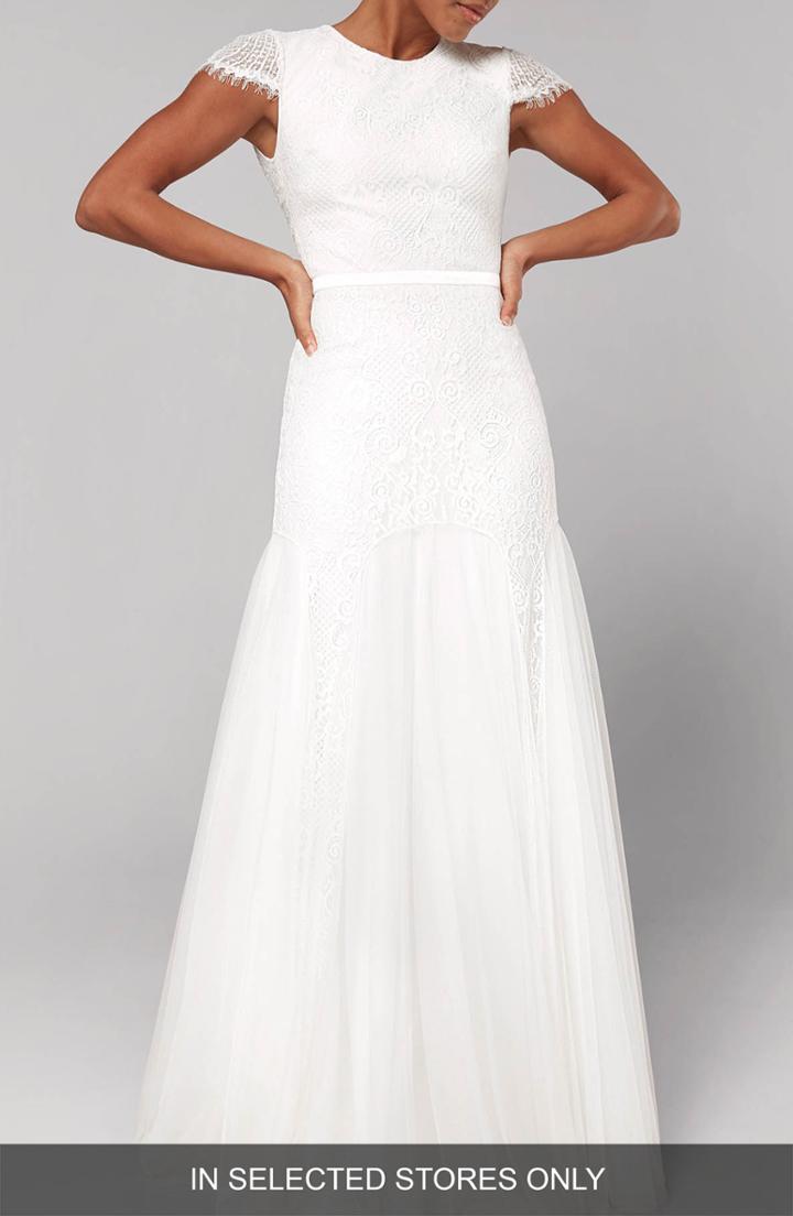 Women's Fame & Partners Denevue Lace & Tulle A-line Gown (similar To 18w-20w) - White