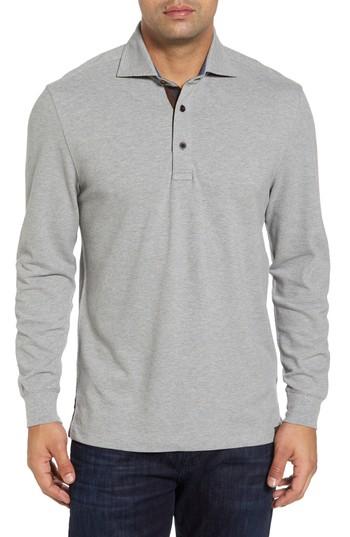 Men's Thaddeus Perry Long Sleeve Polo, Size - Metallic