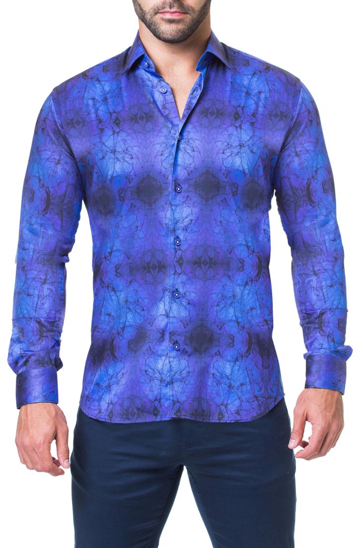 Men's Maceoo Fibonacci Idol Print Sport Shirt - Blue