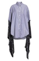 Women's Balenciaga Silk Kimono Sleeve Poplin Shirt Us / 36 Fr - Blue