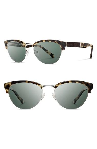 Women's Shwood 'hayden' 53mm Acetate & Wood Sunglasses - Vintage Tortoise/ Silver/ G15