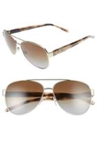 Women's Burberry 60mm Polarized Aviator Sunglasses - Pale Gold