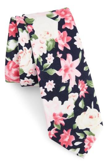 Men's 1901 Colbert Floral Cotton Skinny Tie, Size - Blue