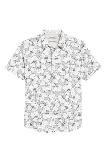 Men's Ted Baker London Bigflo Floral Short Sleeve Sport Shirt (s) - Pink