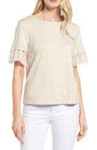 Women's Halogen Tulle Trim Tee - Beige