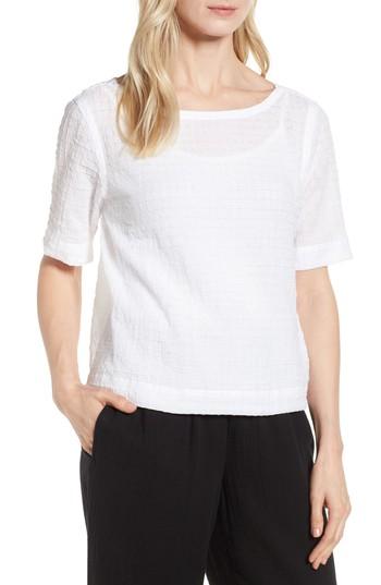 Petite Women's Eileen Fisher Stretch Organic Cotton Top P - White