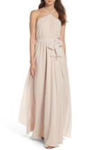 Women's Ceremony By Joanna August Halter Chiffon Gown - Beige