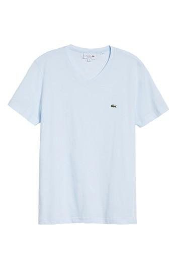 Men's Lacoste V-neck Cotton T-shirt (l) - Blue