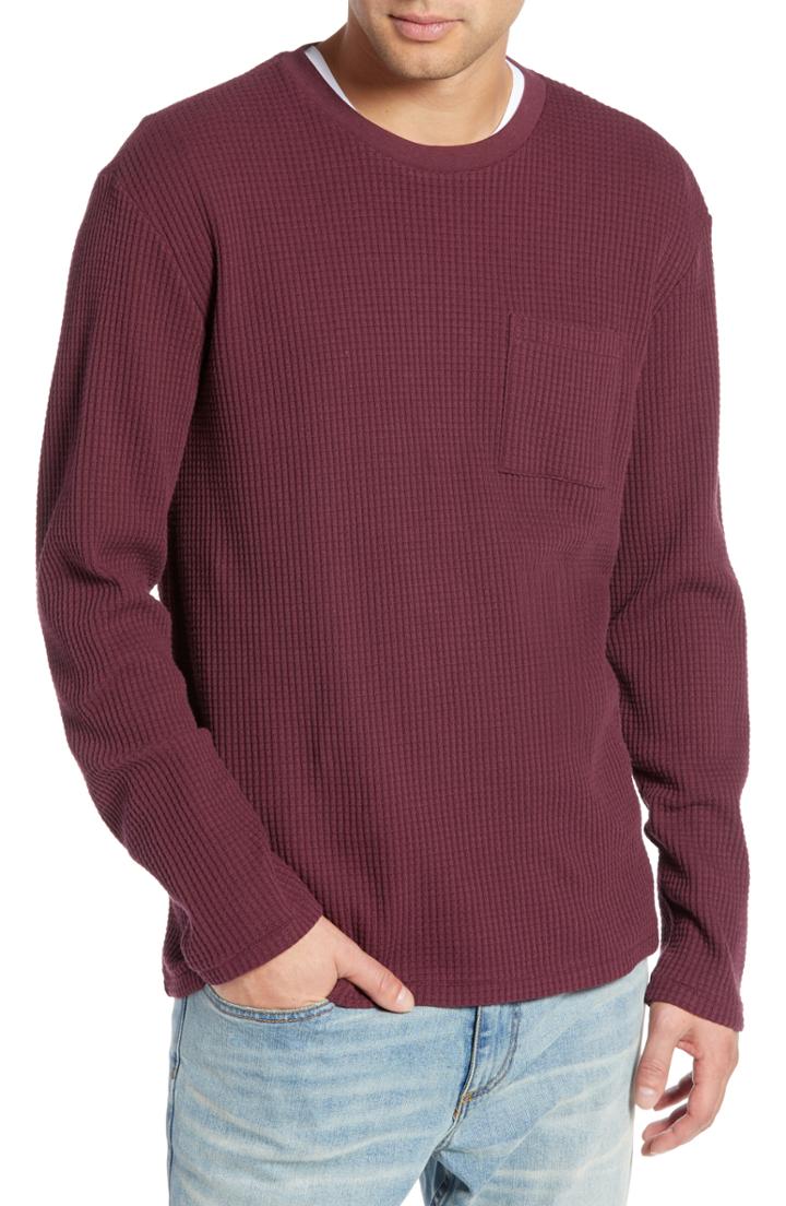 Men's Treasure & Bond Regular Fit Thermal T-shirt, Size - Burgundy