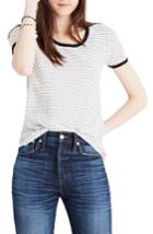 Women's Madewell Stripe Recycled Cotton Ringer Tee - Black