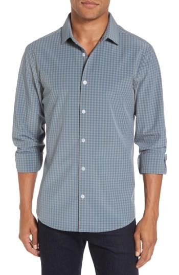 Men's Mizzen+main Knox Blue Smoke & Grey Gingham Sport Shirt - Blue