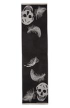 Women's Alexander Mcqueen Oversize Skull & Feather Wool Scarf
