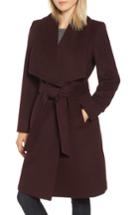 Women's Cole Haan Signature Slick Wool Blend Wrap Coat - Burgundy