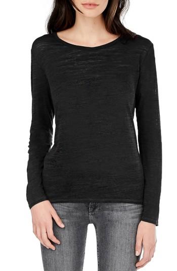 Women's Michael Stars Long Sleeve Crewneck Tee, Size - Black
