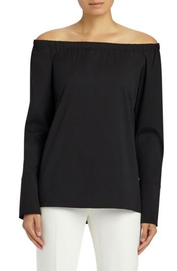 Women's Lafayette 148 New York Amy Blouse, Size - Black