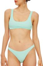 Women's Topshop Textured Bikini Bottoms Us (fits Like 0) - Green