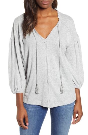 Women's Caslon Knit Peasant Tee - Grey