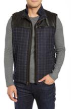 Men's Robert Graham Mcclement Leather Trim Wool Blend Vest - Blue